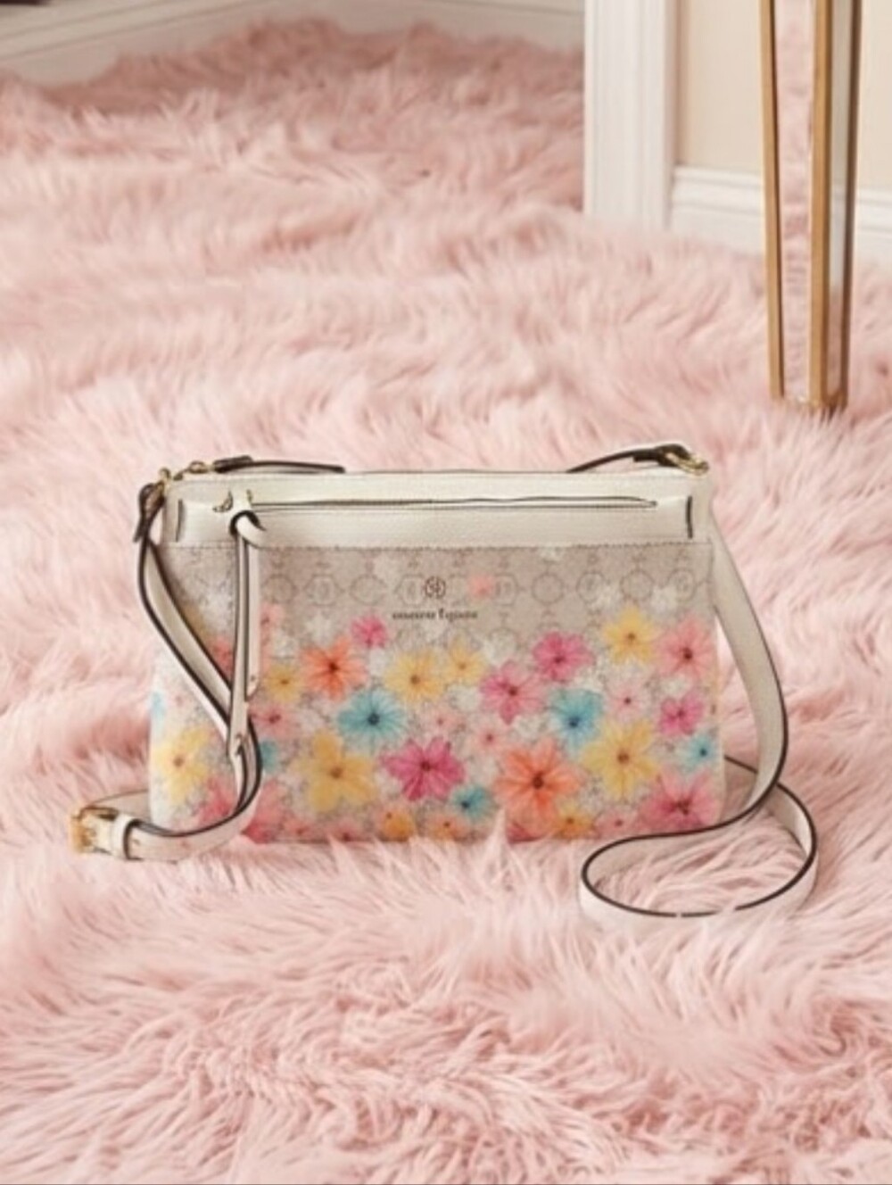 Nanette Lepore Mirabel Printed Crossbody Purse Bag Rainbow Floral